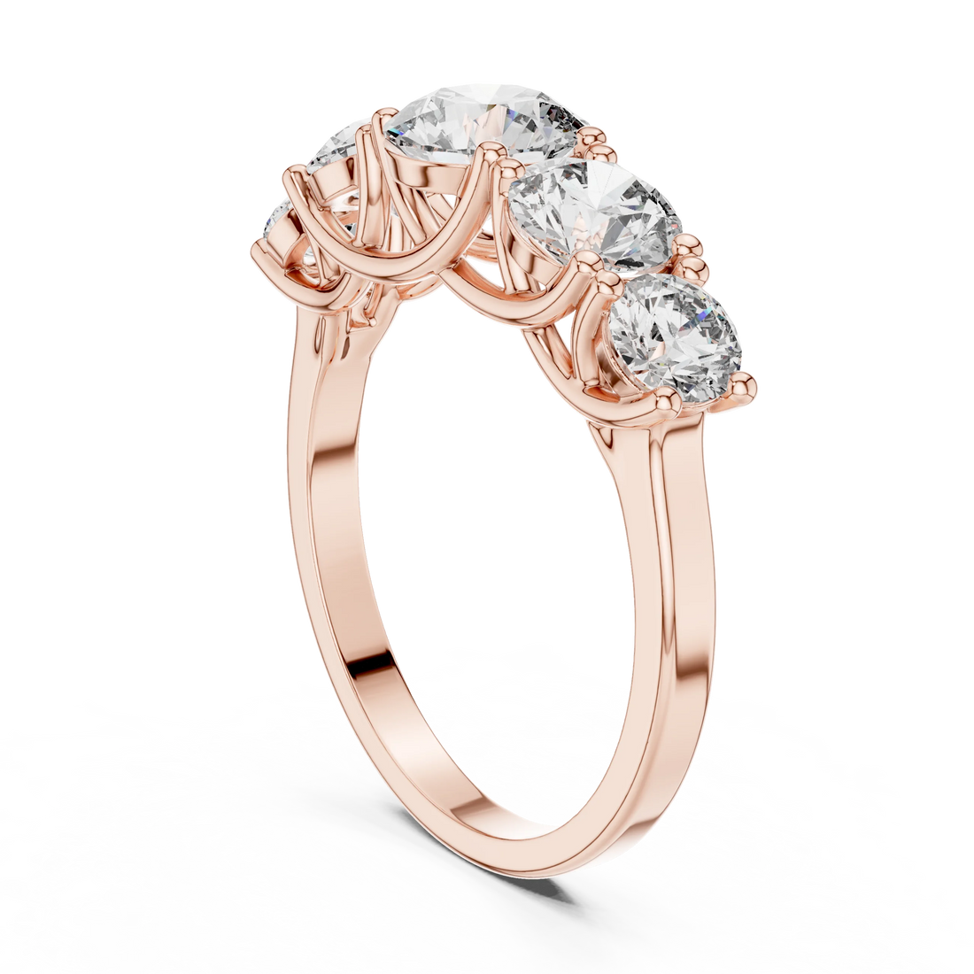 Five-Stone Round Diamond Wedding Band