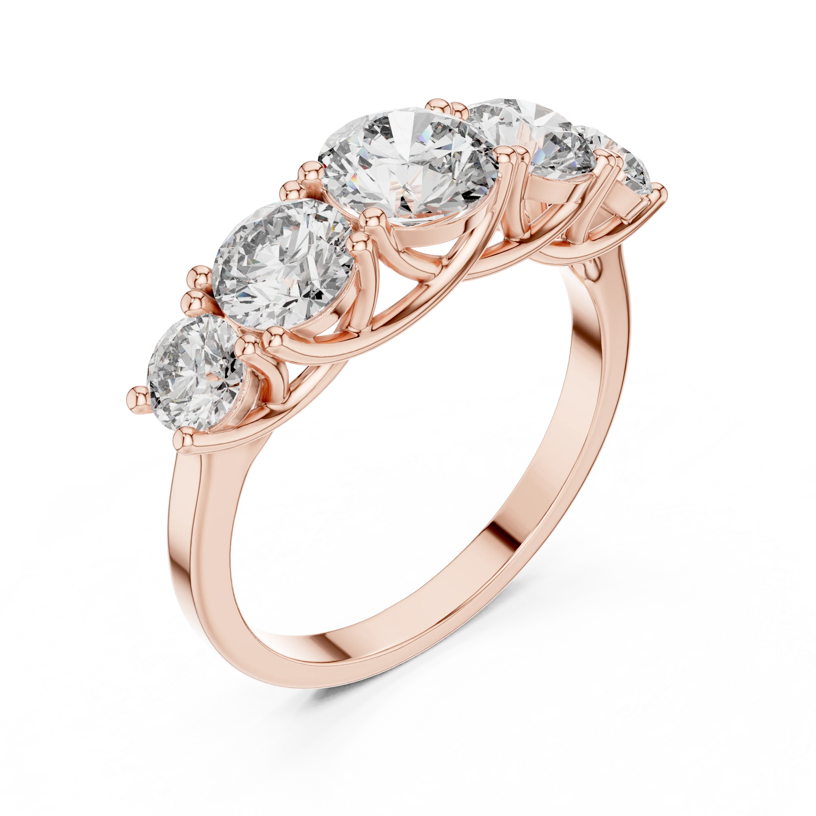 Five-Stone Round Diamond Wedding Band