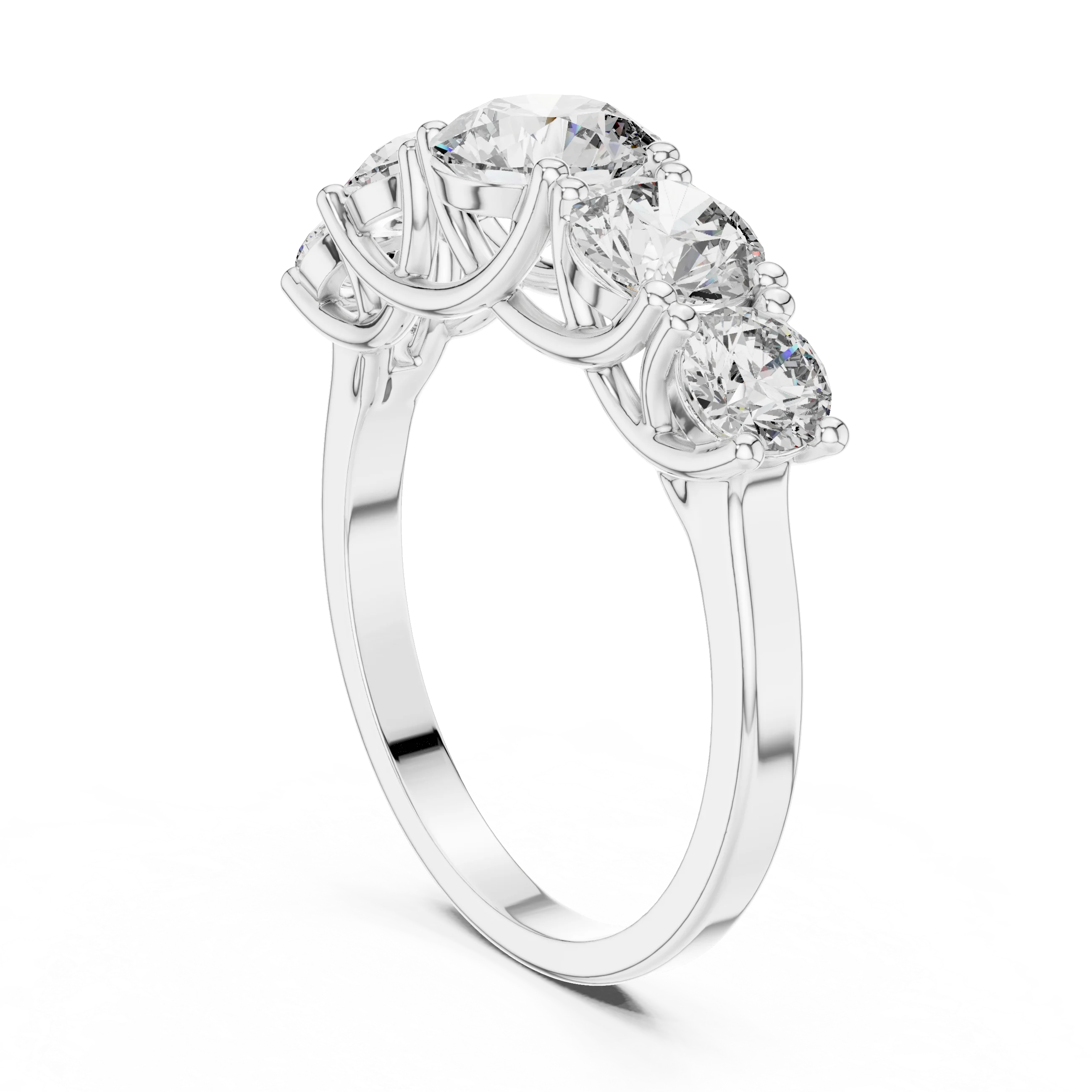 Five-Stone Round Diamond Wedding Band