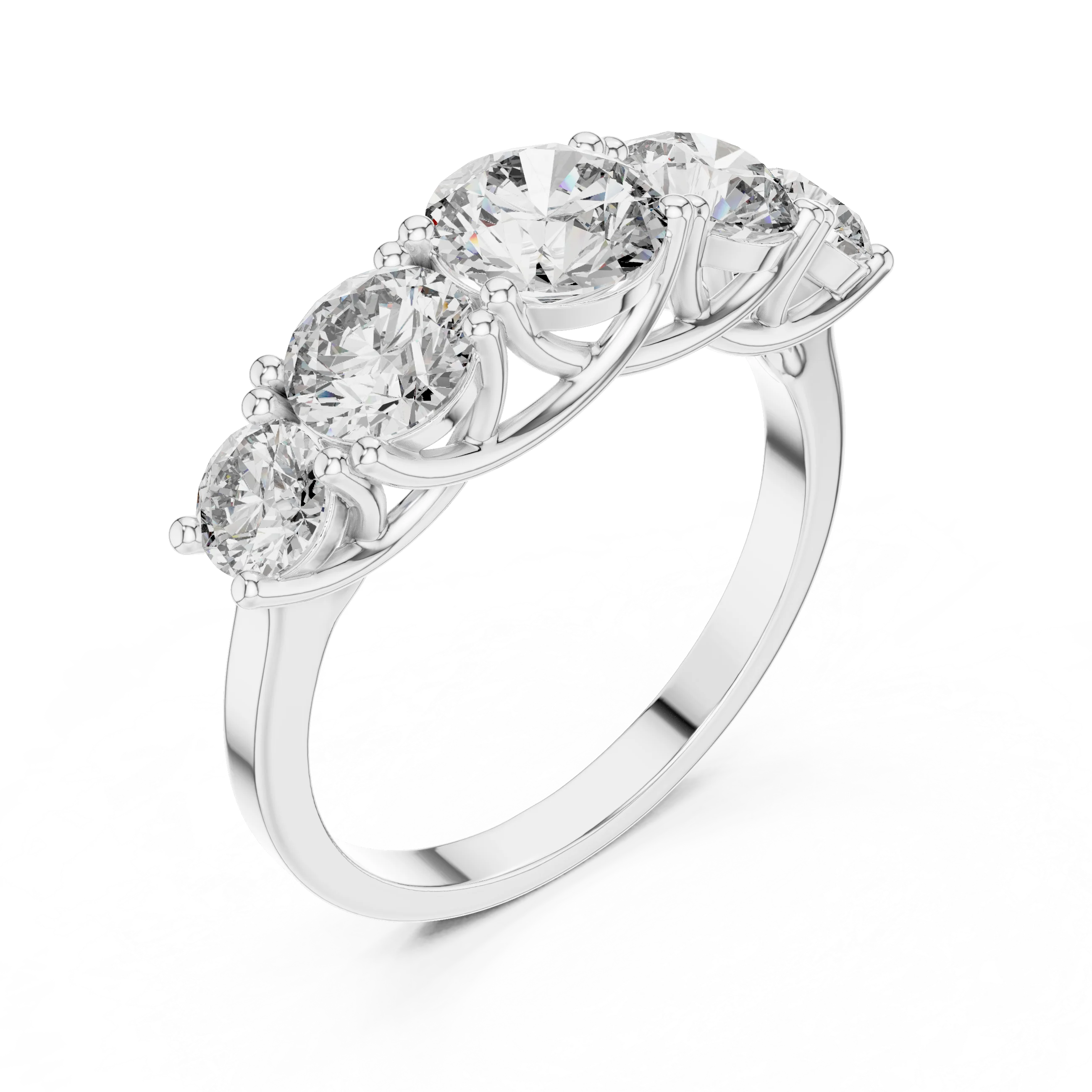 Five-Stone Round Diamond Wedding Band