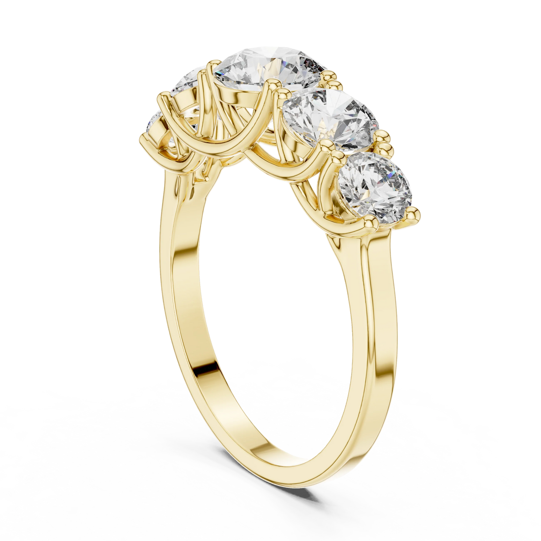 Five-Stone Round Diamond Wedding Band