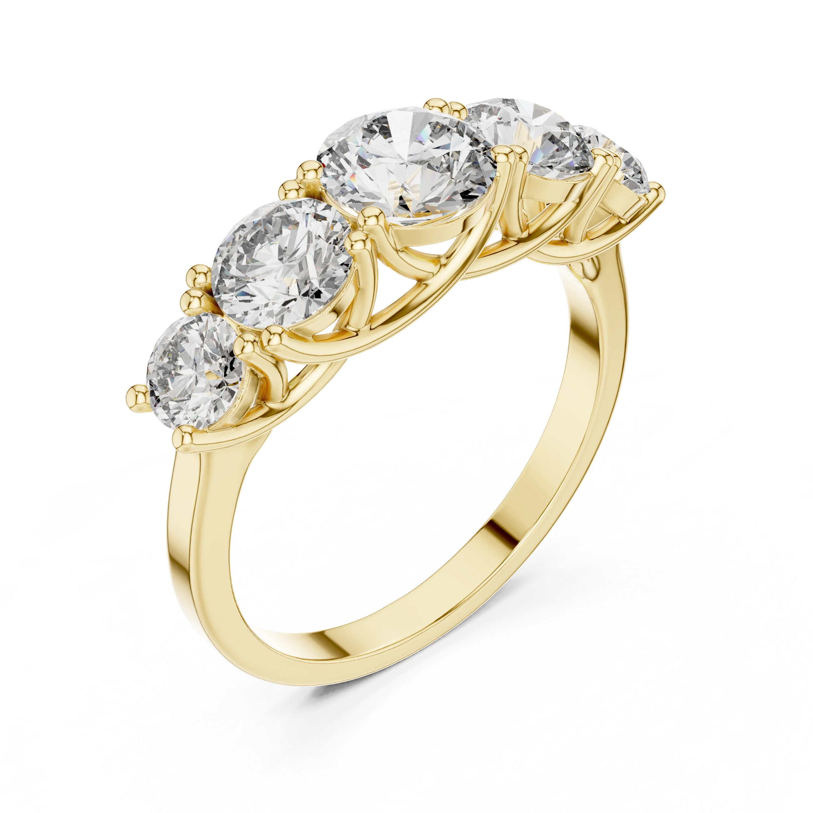 Five-Stone Round Diamond Wedding Band