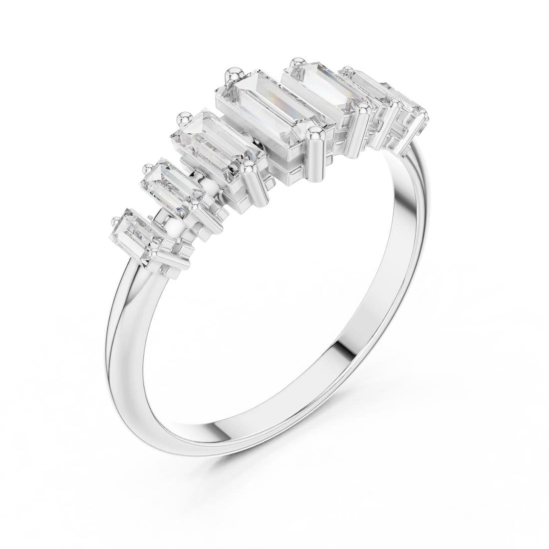 Baguette Cut Diamond Bar-Set Band