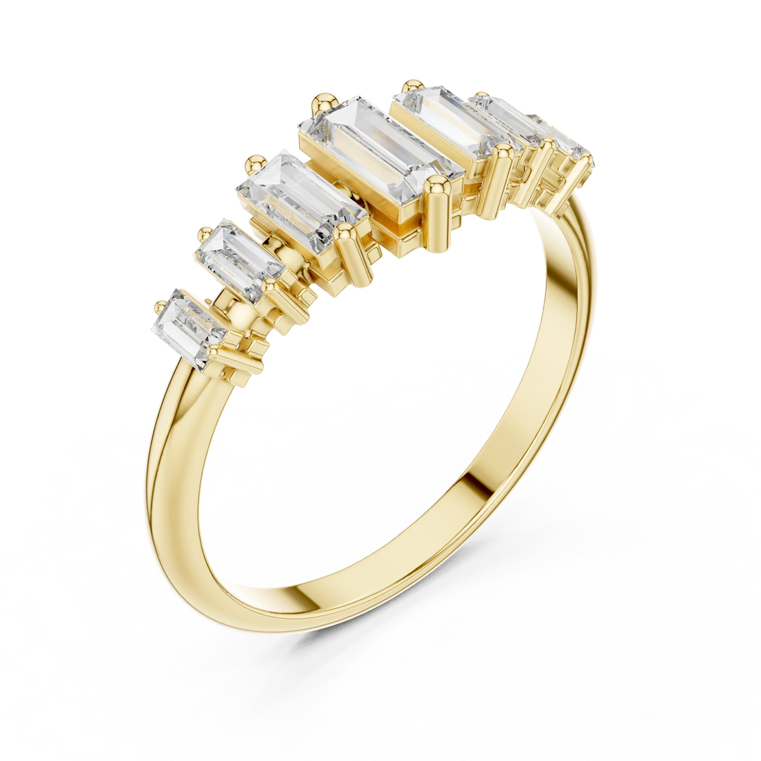Baguette Cut Diamond Bar-Set Band