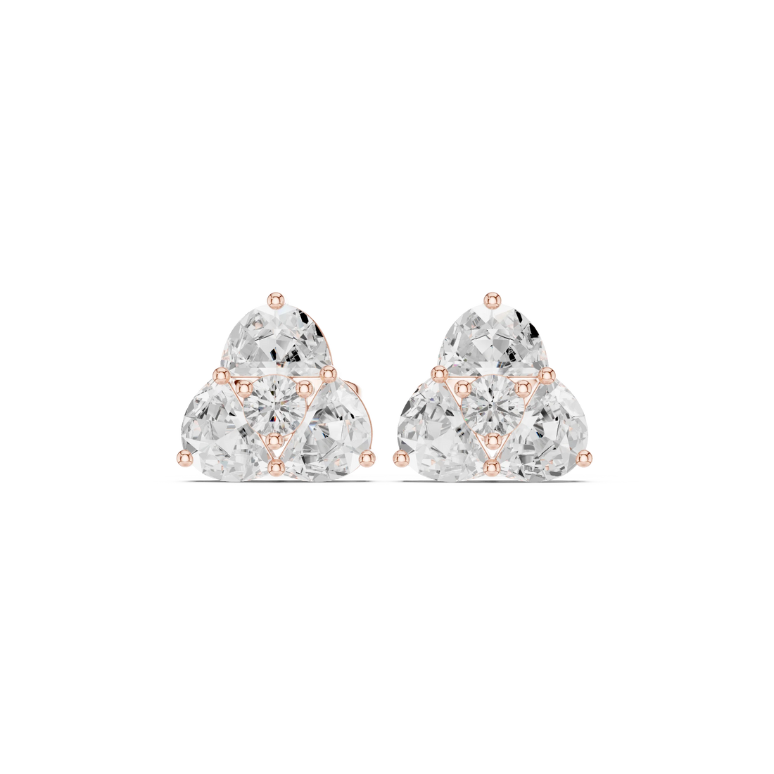 Trinity Glow Diamond Cluster Stud Earrings