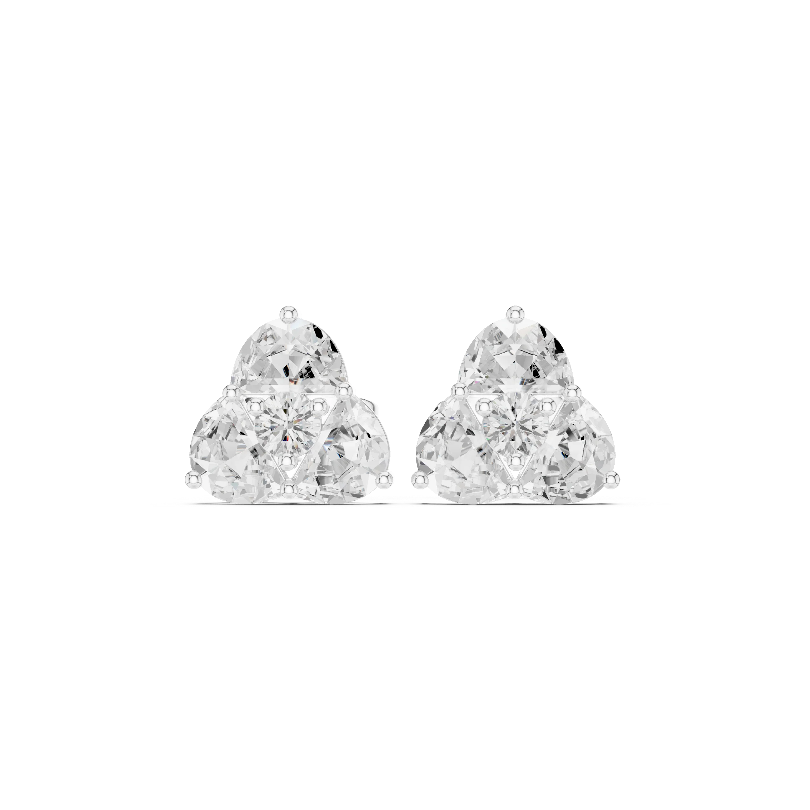 Trinity Glow Diamond Cluster Stud Earrings