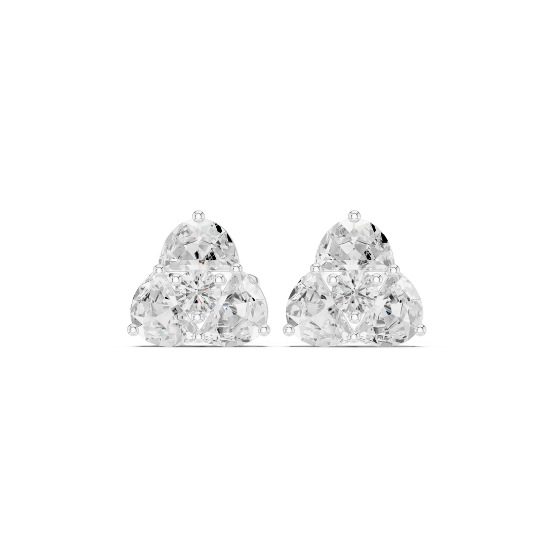 Trinity Glow Diamond Cluster Stud Earrings