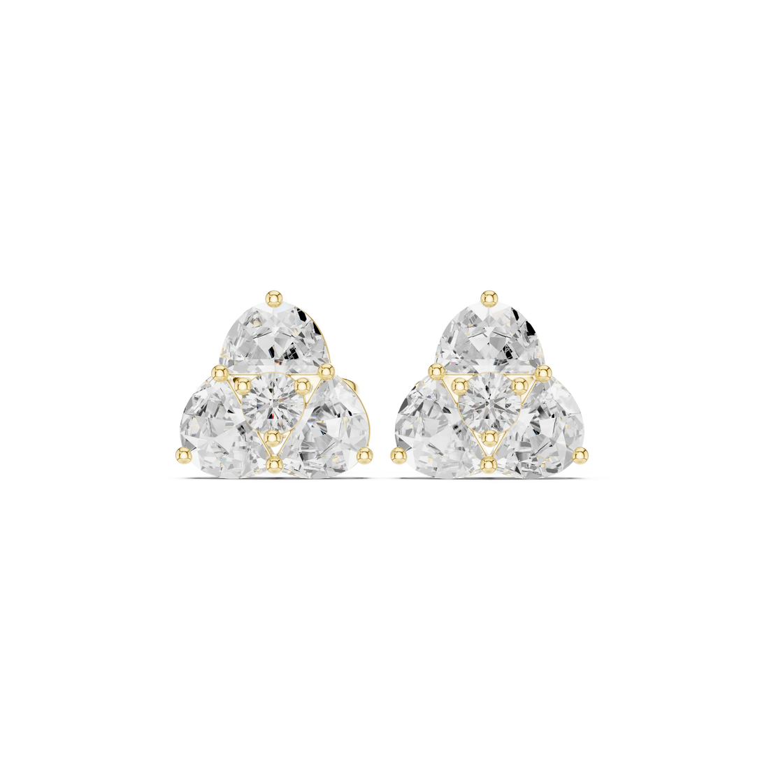 Trinity Glow Diamond Cluster Stud Earrings
