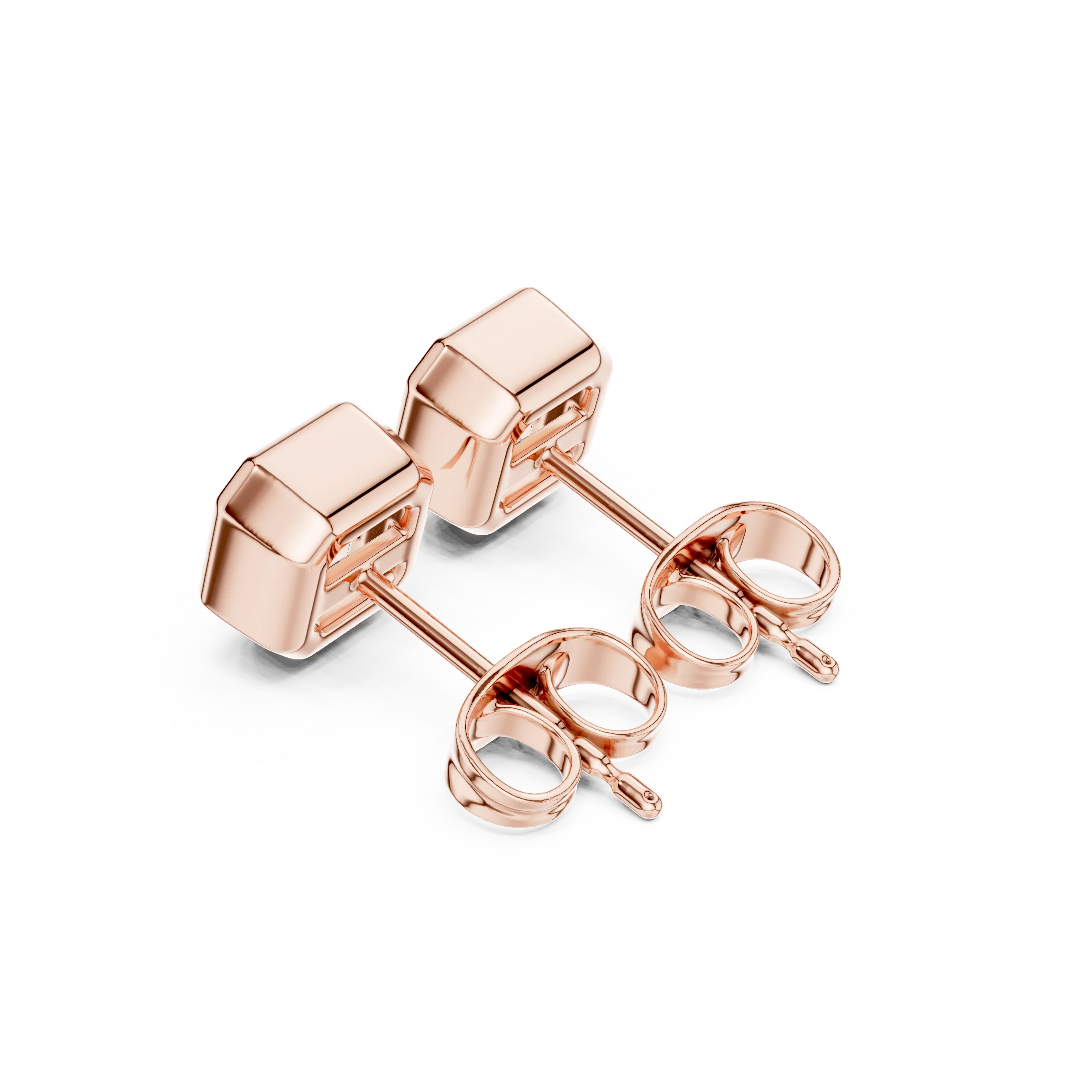 Celestia Asscher Bezel Diamond Stud Earrings