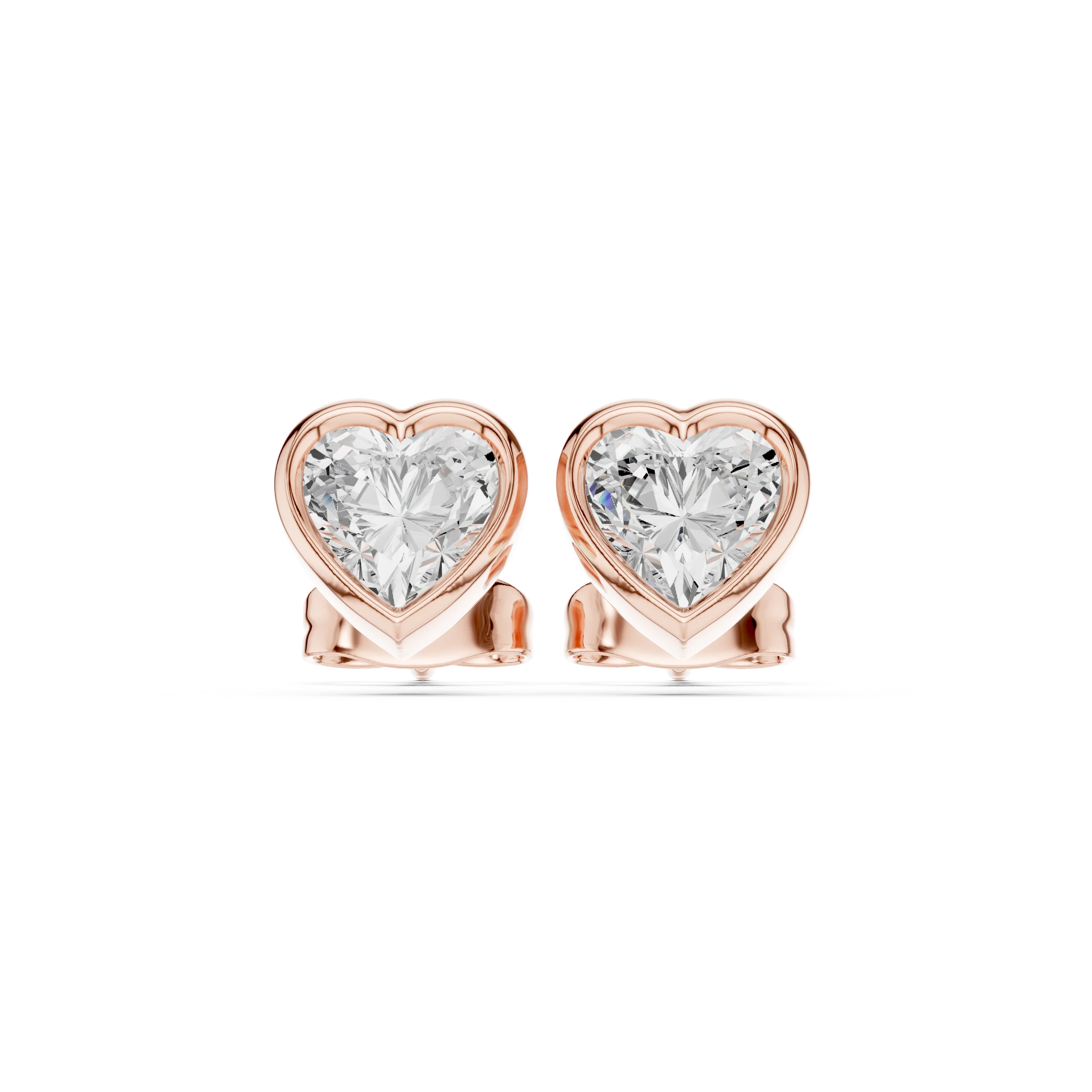 Amoria Heart Bezel Diamond Stud Earrings