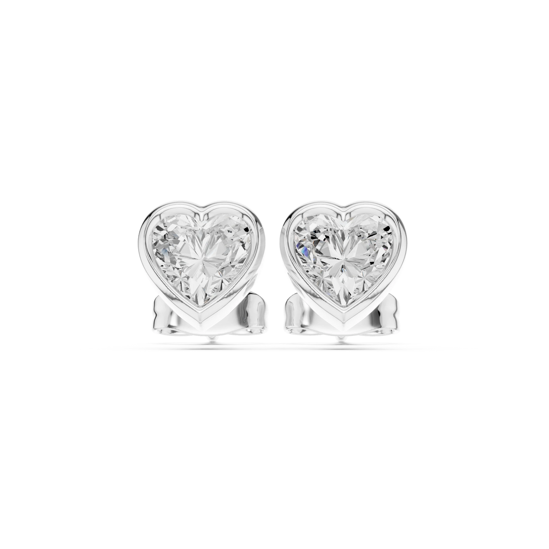 Amoria Heart Bezel Diamond Stud Earrings