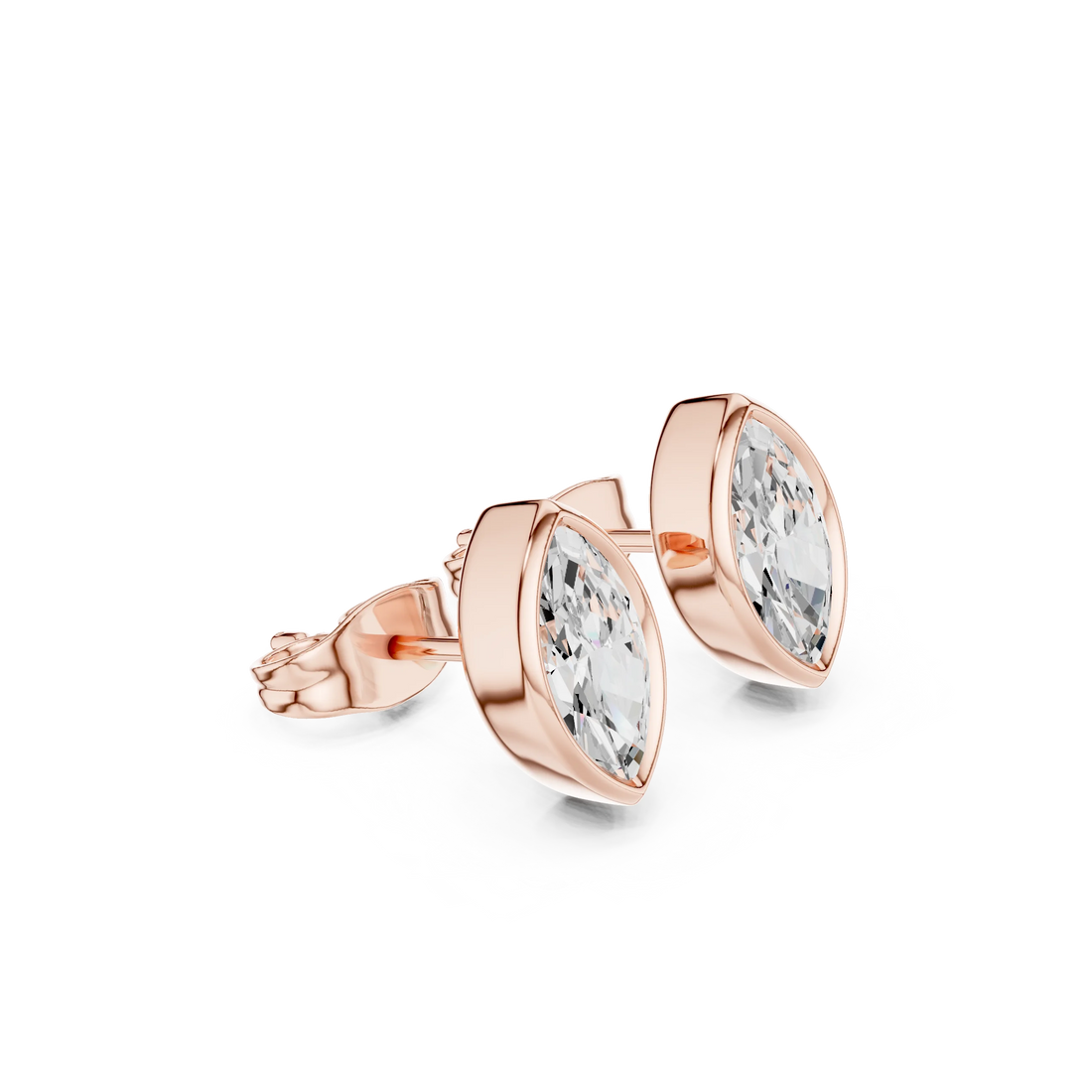Astra Marquise Bezel Diamond Stud Earrings