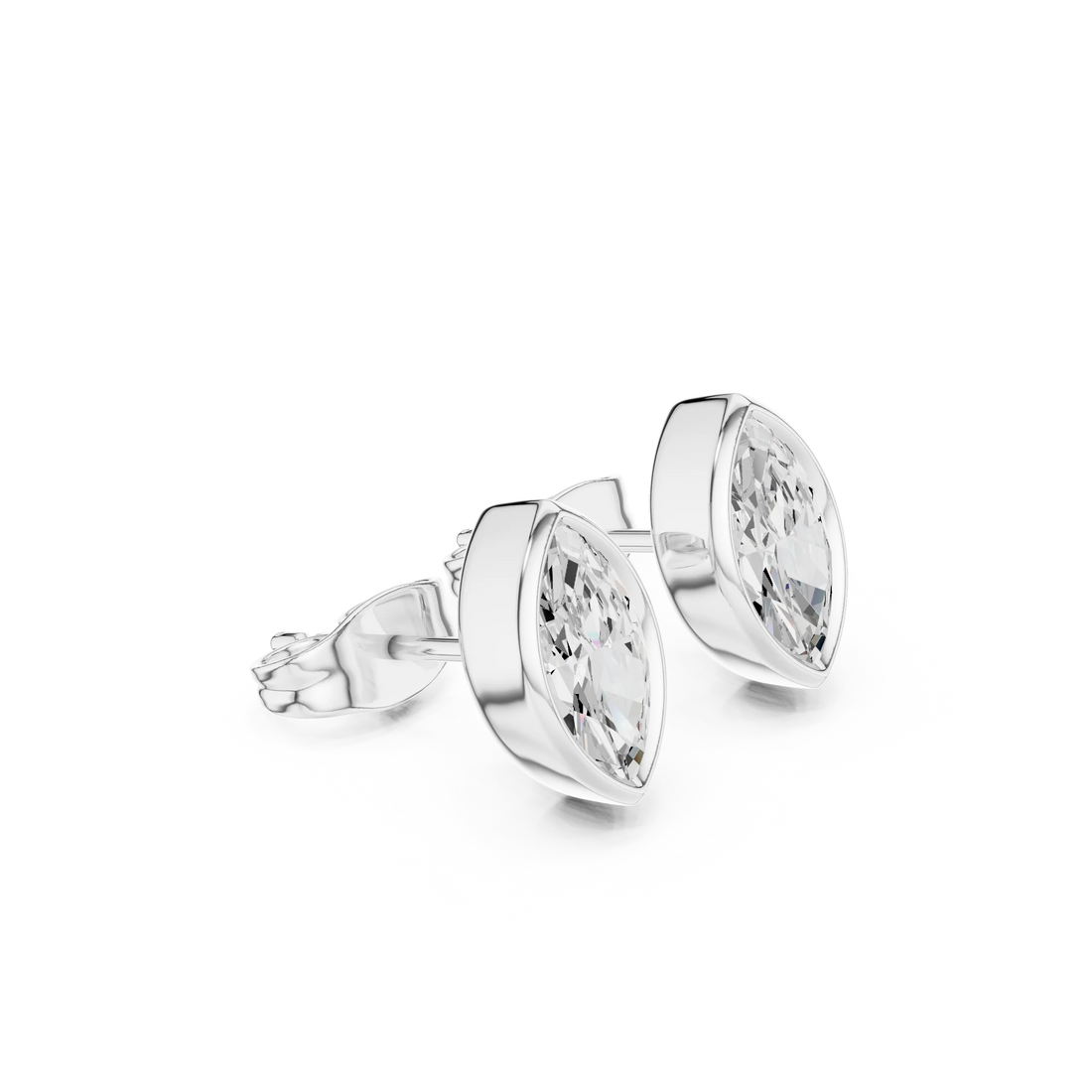 Astra Marquise Bezel Diamond Stud Earrings