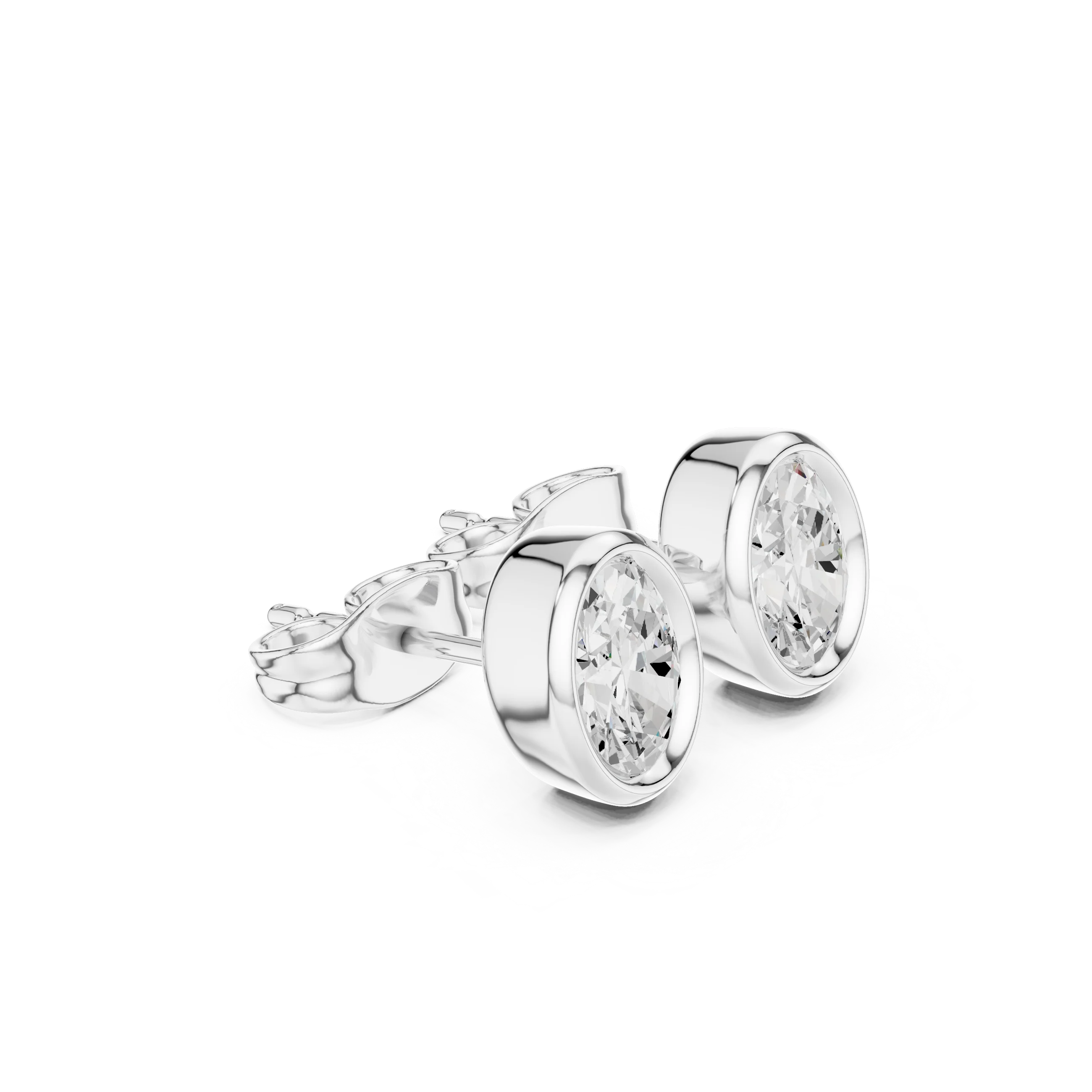 Elara Oval Bezel Diamond Stud Earrings