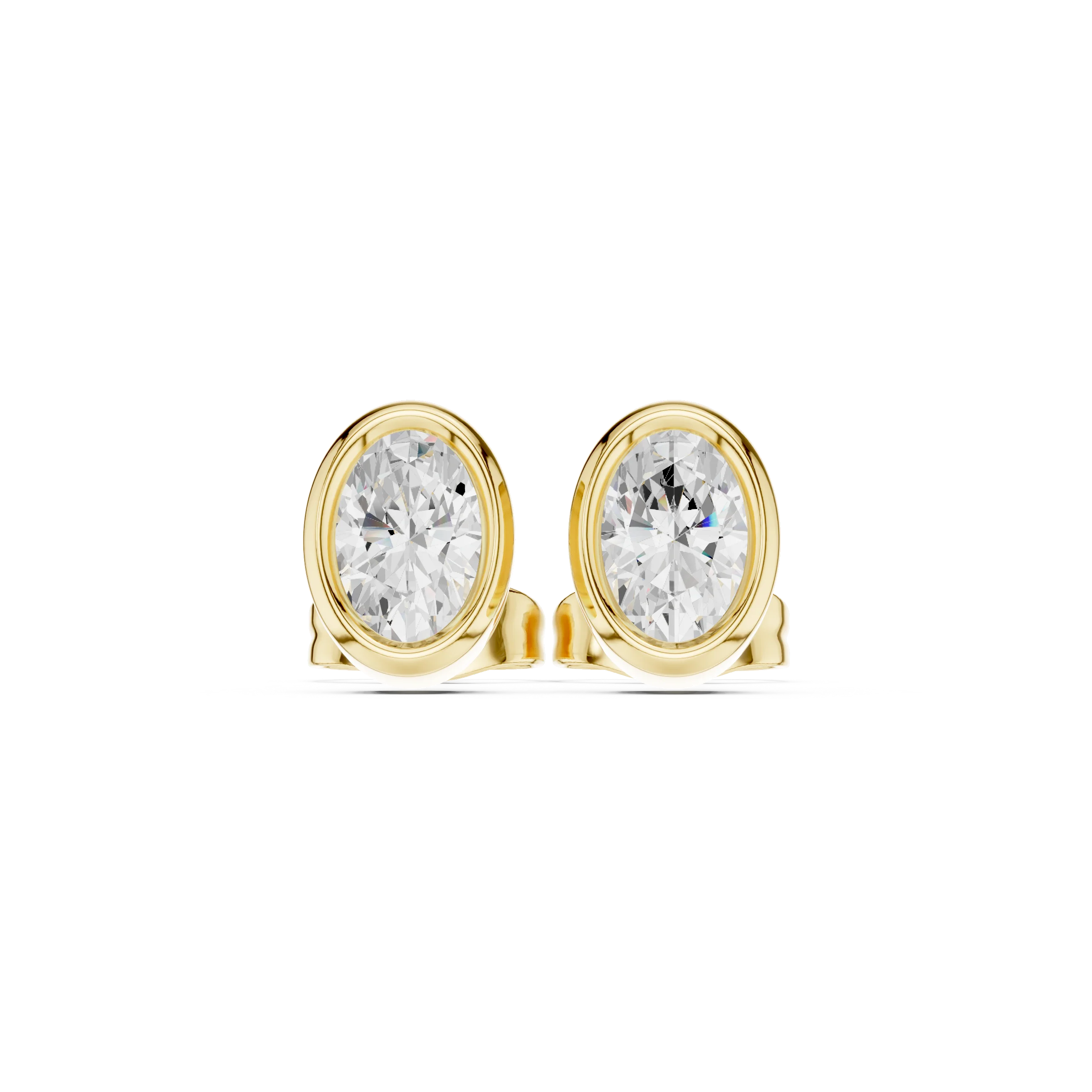 Elara Oval Bezel Diamond Stud Earrings