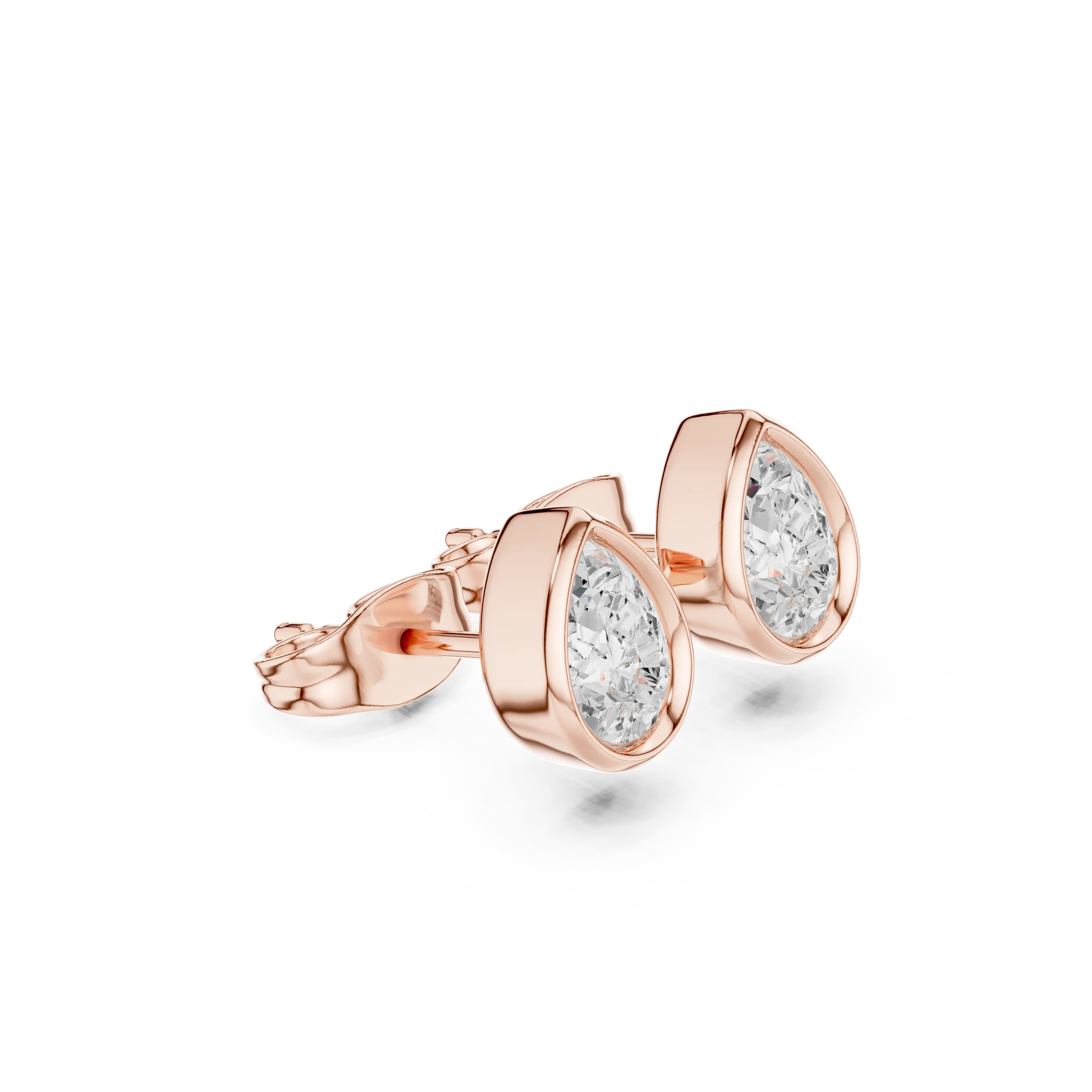 Seraphina Pear Bezel Diamond Stud Earrings