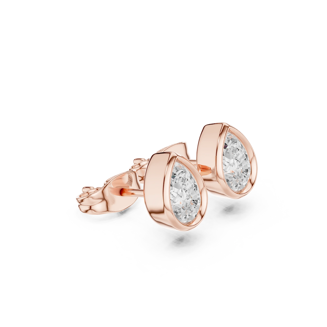 Seraphina Pear Bezel Diamond Stud Earrings