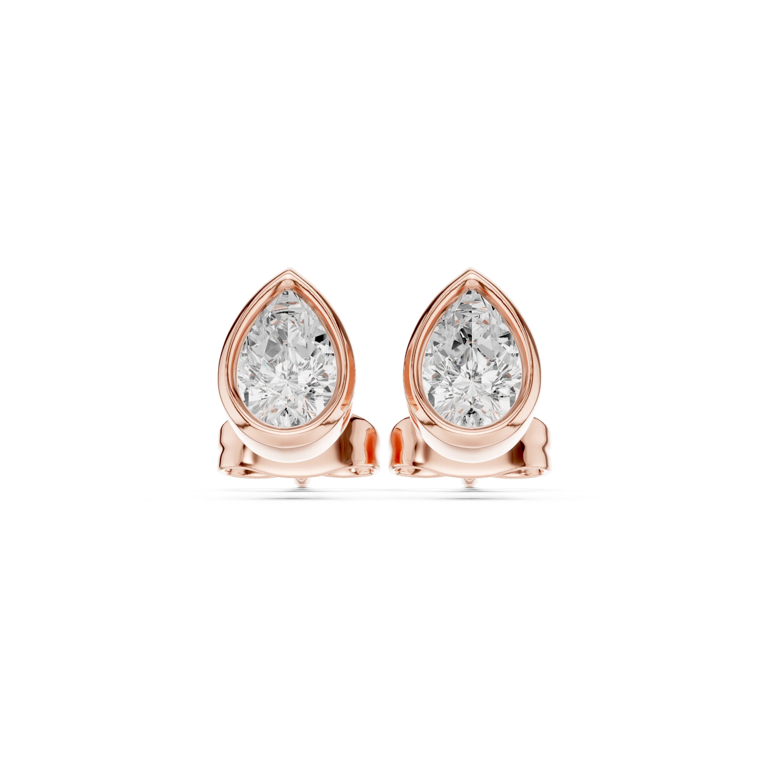 Seraphina Pear Bezel Diamond Stud Earrings