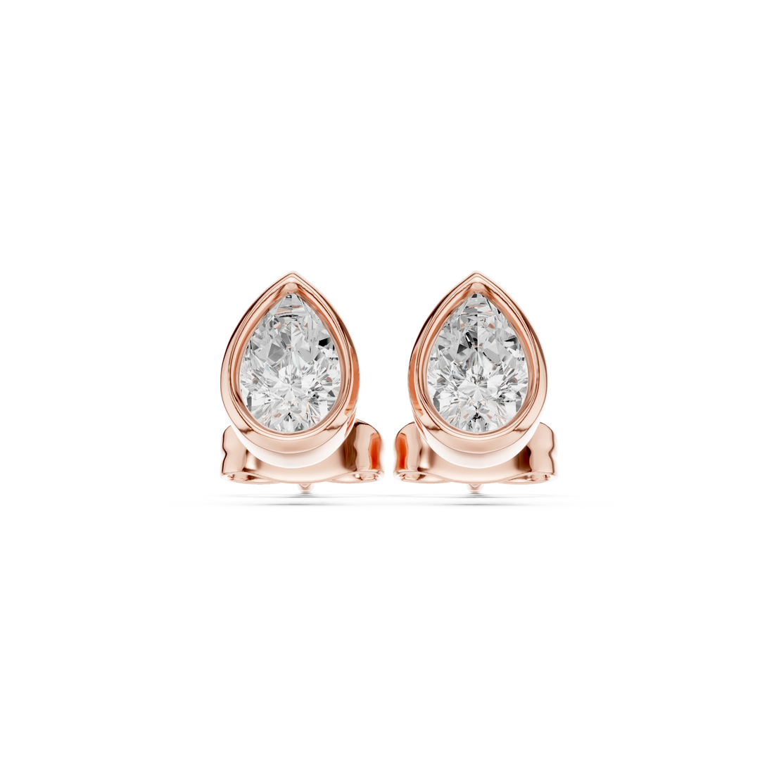 Seraphina Pear Bezel Diamond Stud Earrings