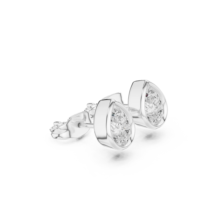 Seraphina Pear Bezel Diamond Stud Earrings