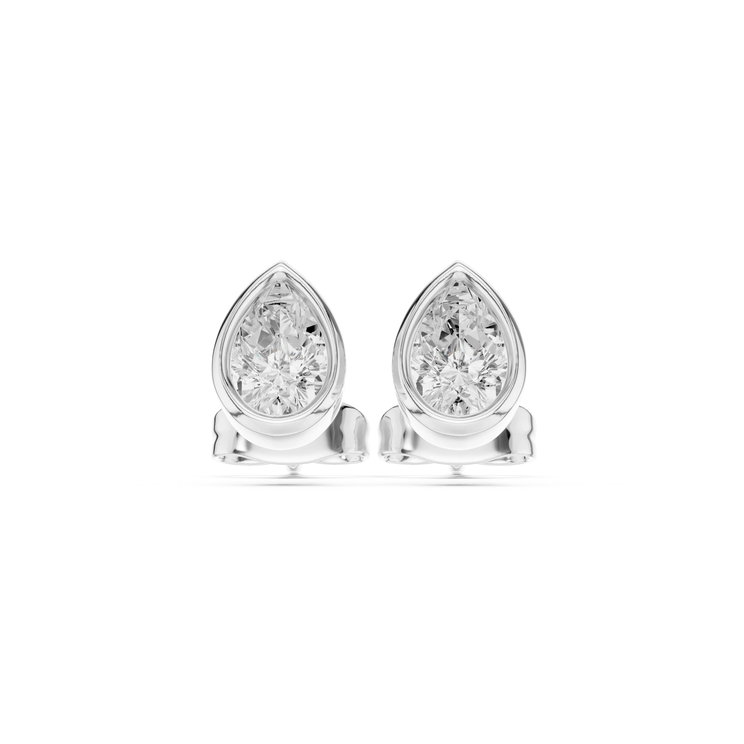 Seraphina Pear Bezel Diamond Stud Earrings