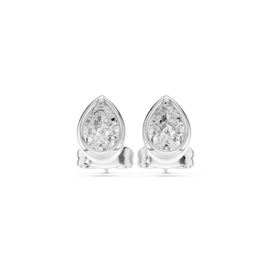 Seraphina Pear Bezel Diamond Stud Earrings