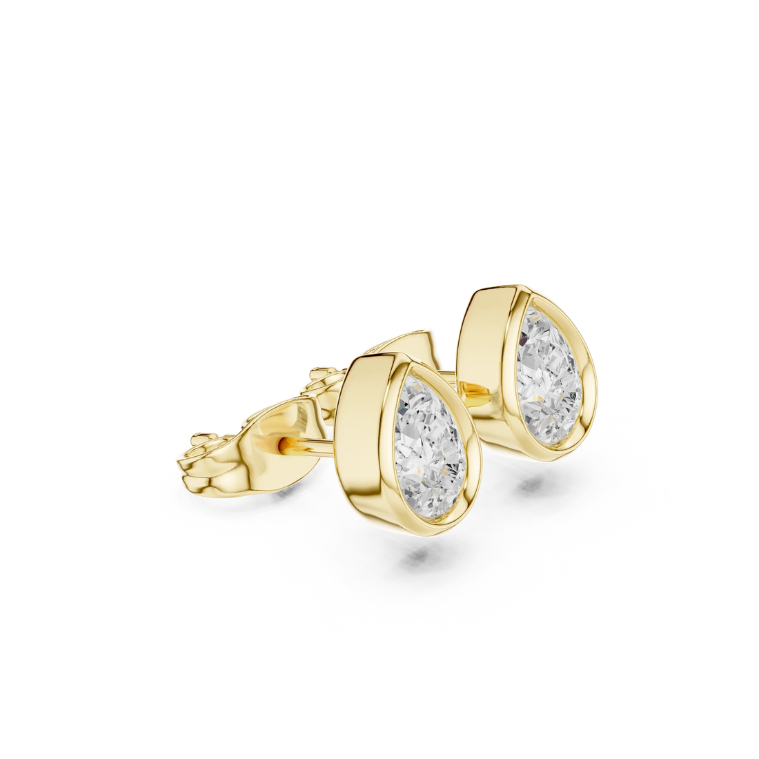 Seraphina Pear Bezel Diamond Stud Earrings