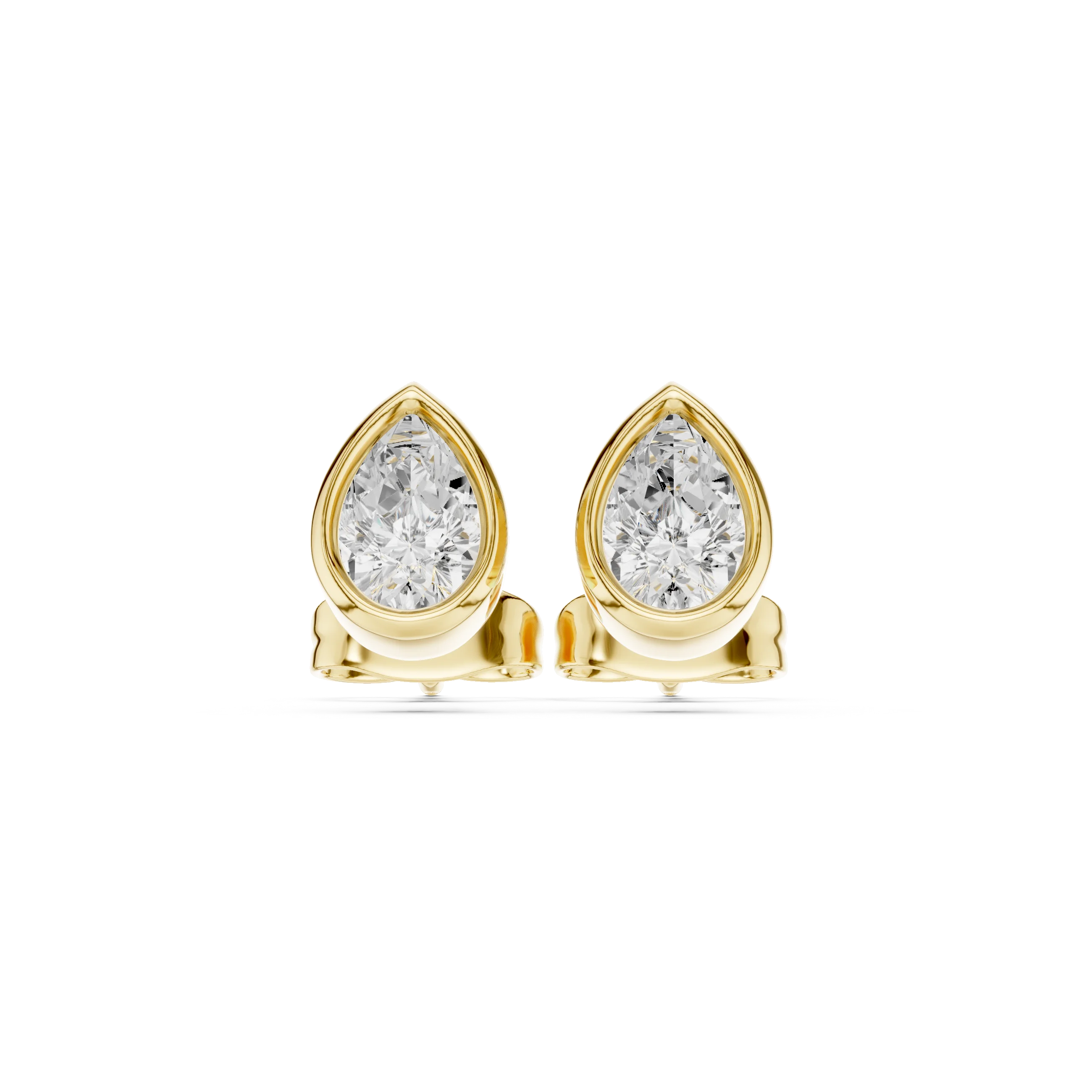 Seraphina Pear Bezel Diamond Stud Earrings