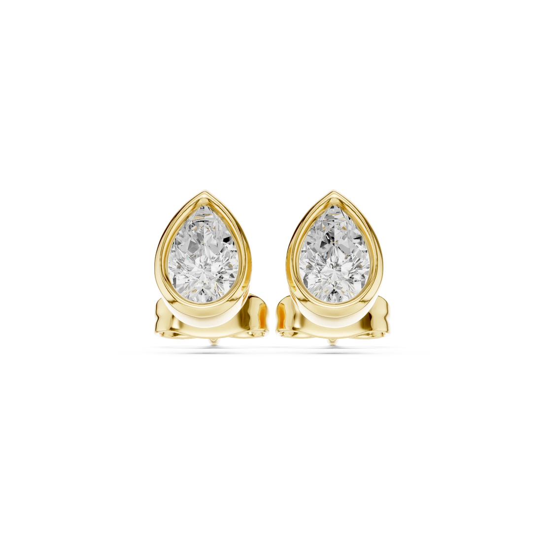 Seraphina Pear Bezel Diamond Stud Earrings