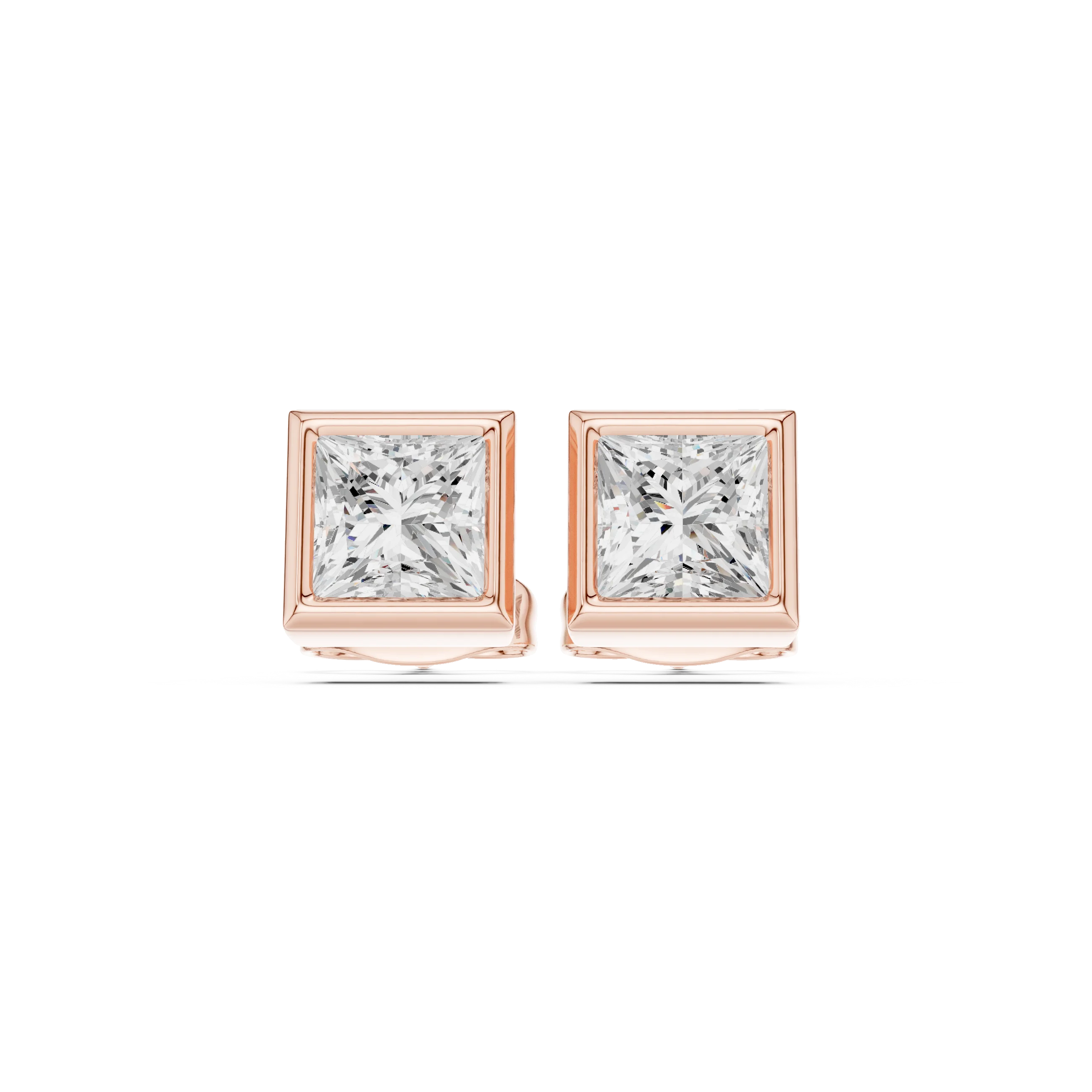 Regalia Princess Bezel Diamond Stud Earrings