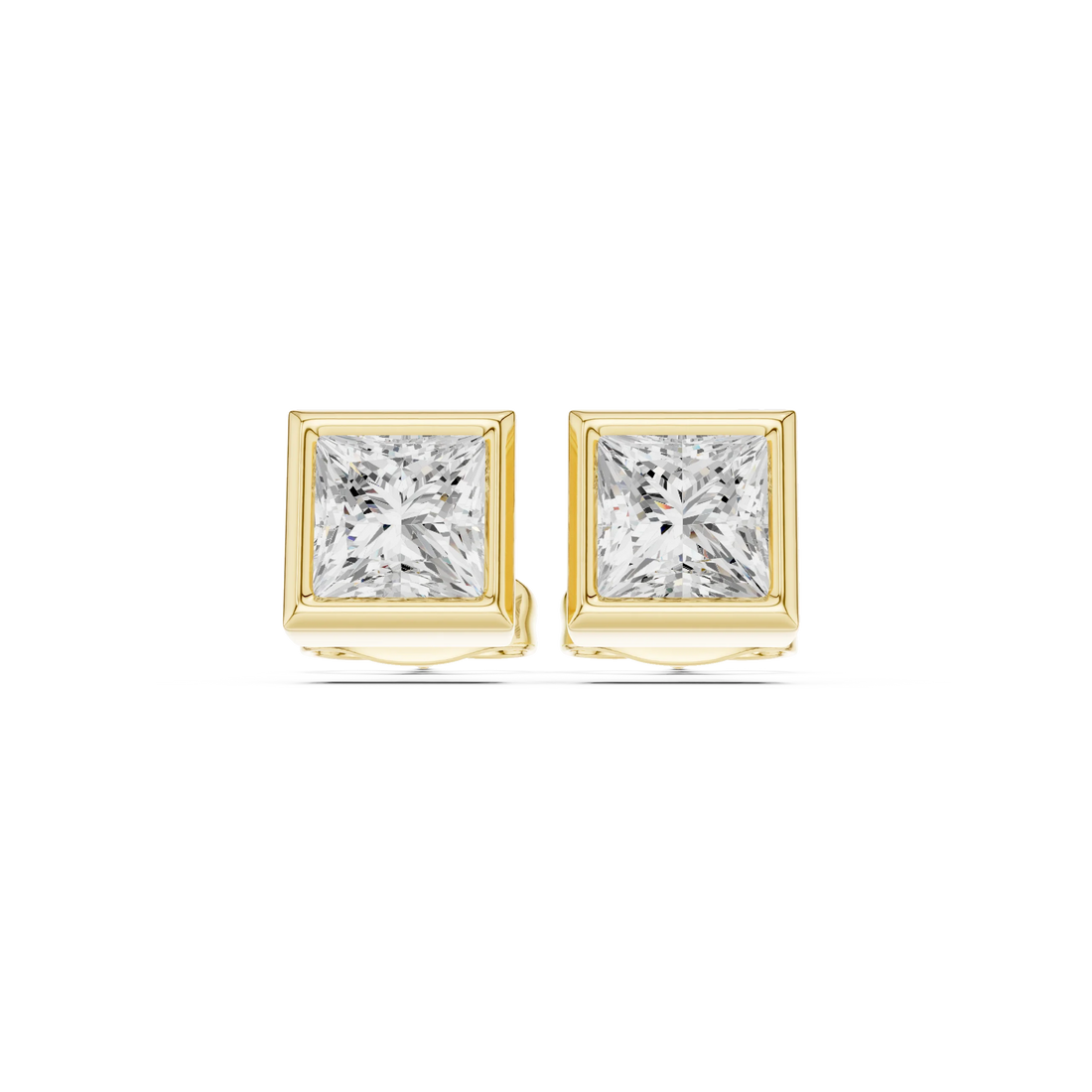 Regalia Princess Bezel Diamond Stud Earrings