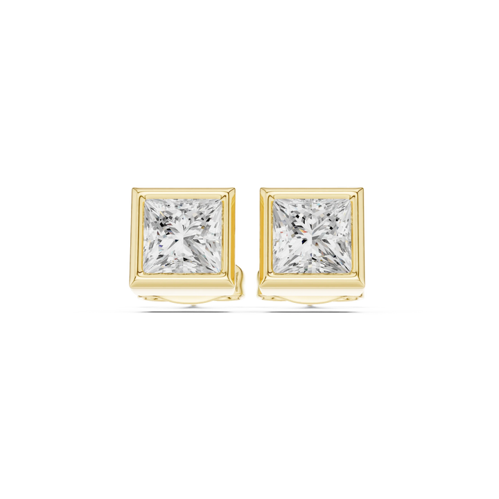 Regalia Princess Bezel Diamond Stud Earrings