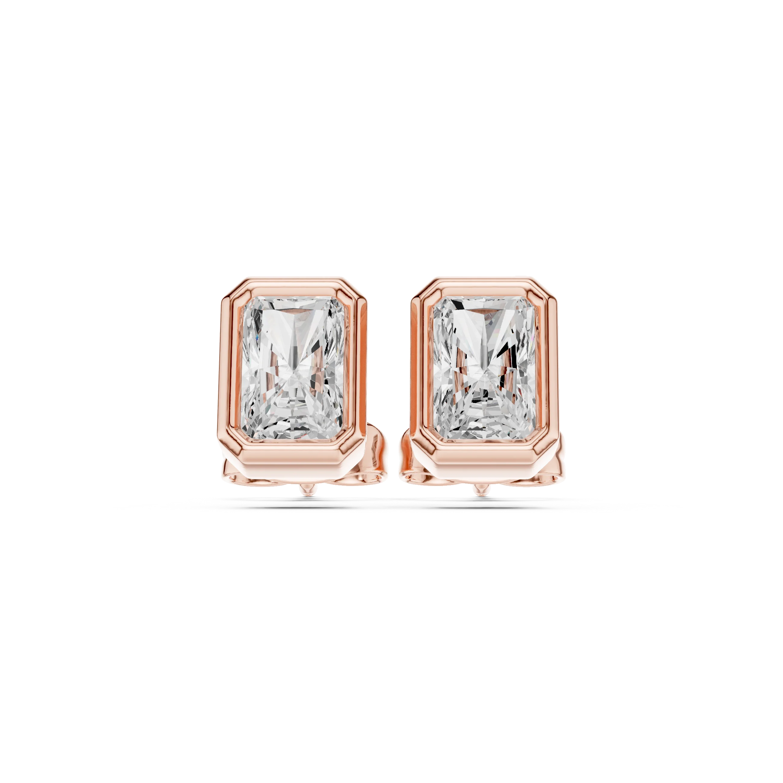 Luminara Radiant Bezel Diamond Stud Earrings