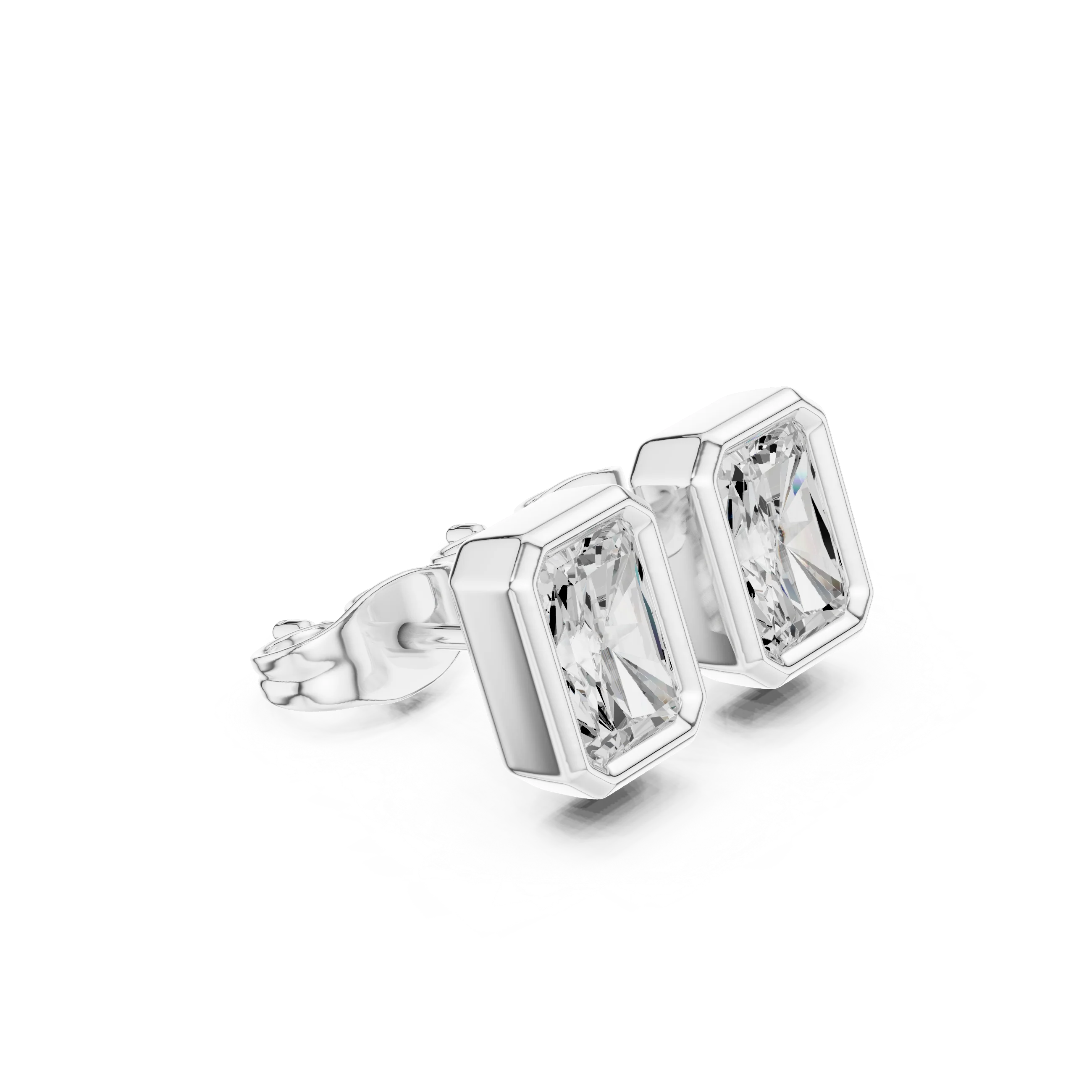 Luminara Radiant Bezel Diamond Stud Earrings