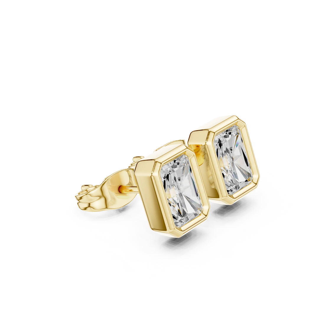 Luminara Radiant Bezel Diamond Stud Earrings