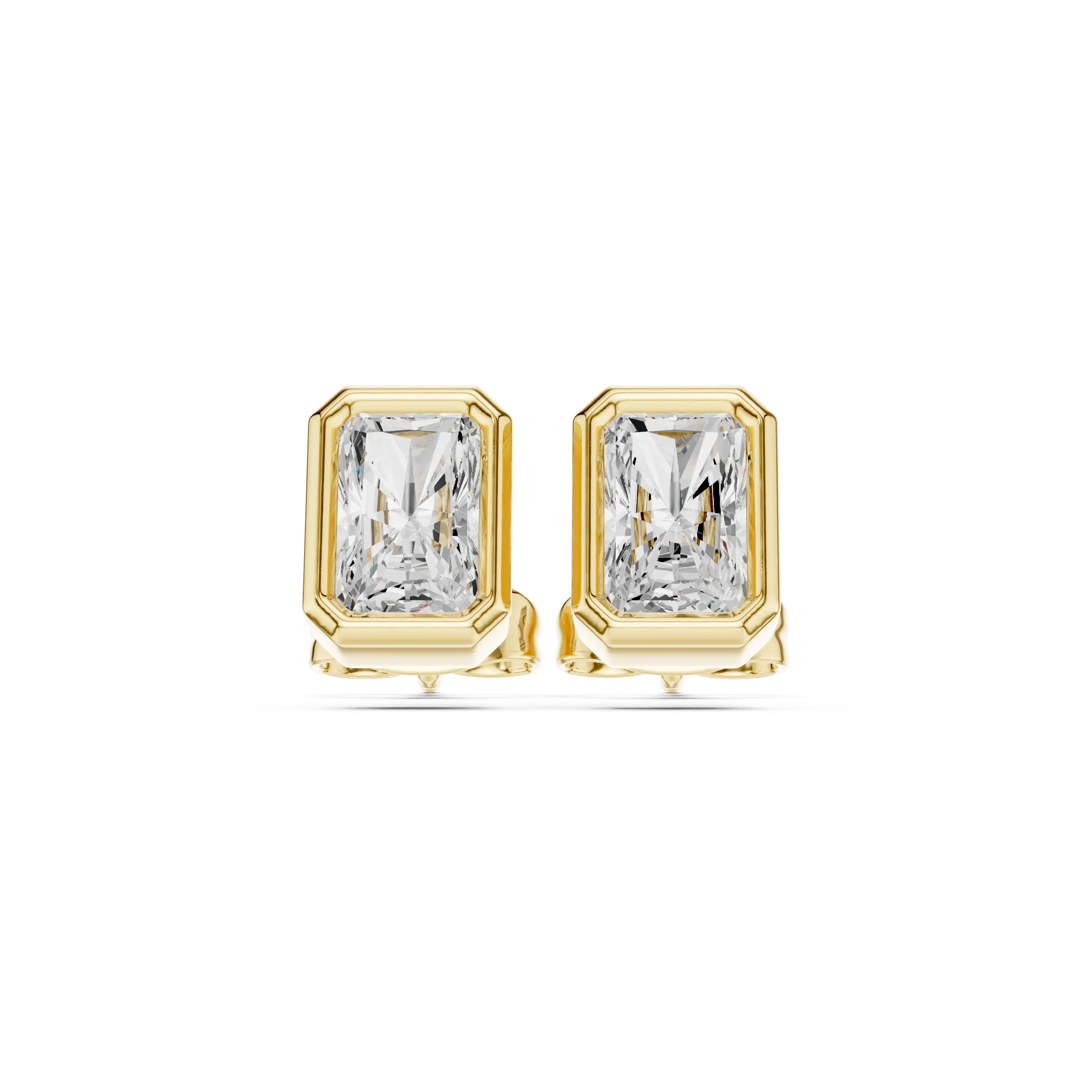 Luminara Radiant Bezel Diamond Stud Earrings