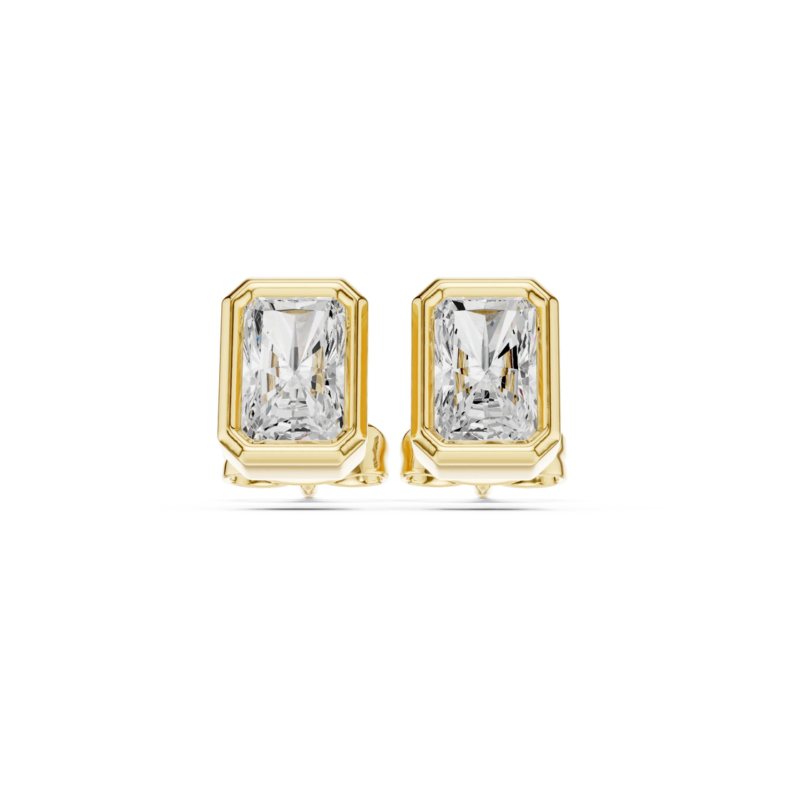 Luminara Radiant Bezel Diamond Stud Earrings