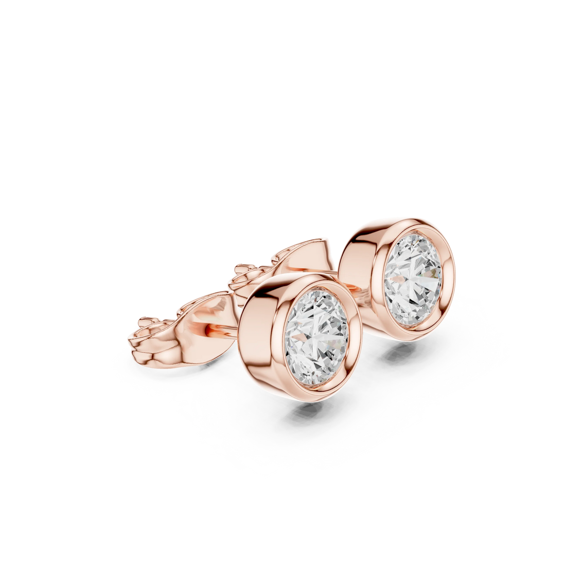 Aurelia Round Bezel Diamond Stud Earrings