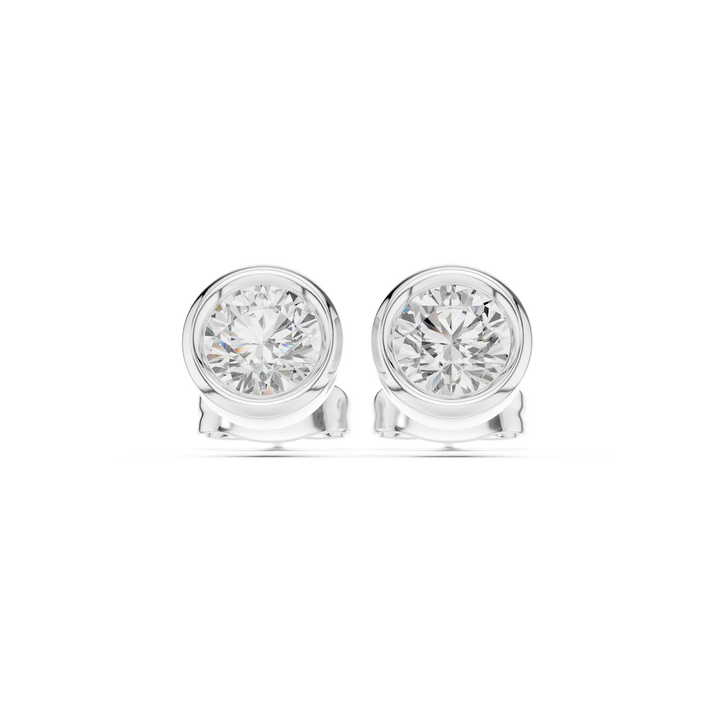 Aurelia Round Bezel Diamond Stud Earrings