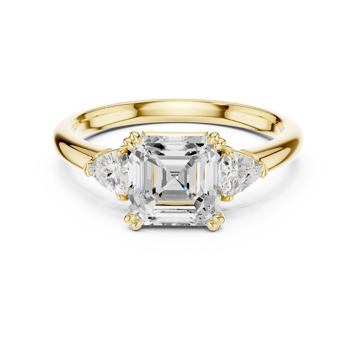Asscher Diamond Three Stone Engagement Ring