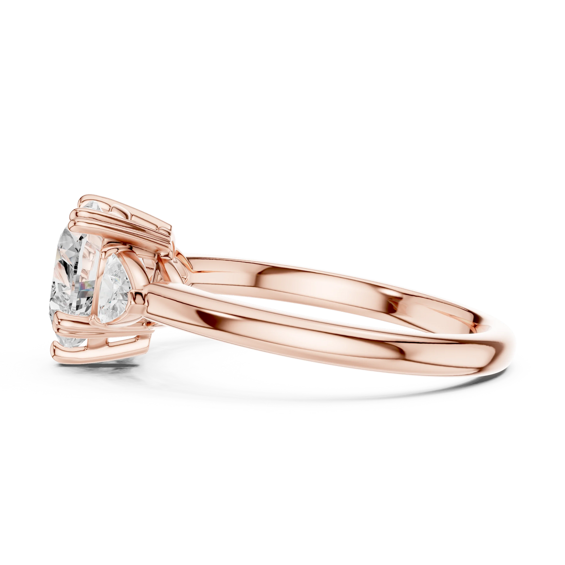 Trillion Side Diamond Heart Shape Engagement Ring