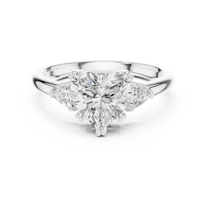 Trillion Side Diamond Heart Shape Engagement Ring