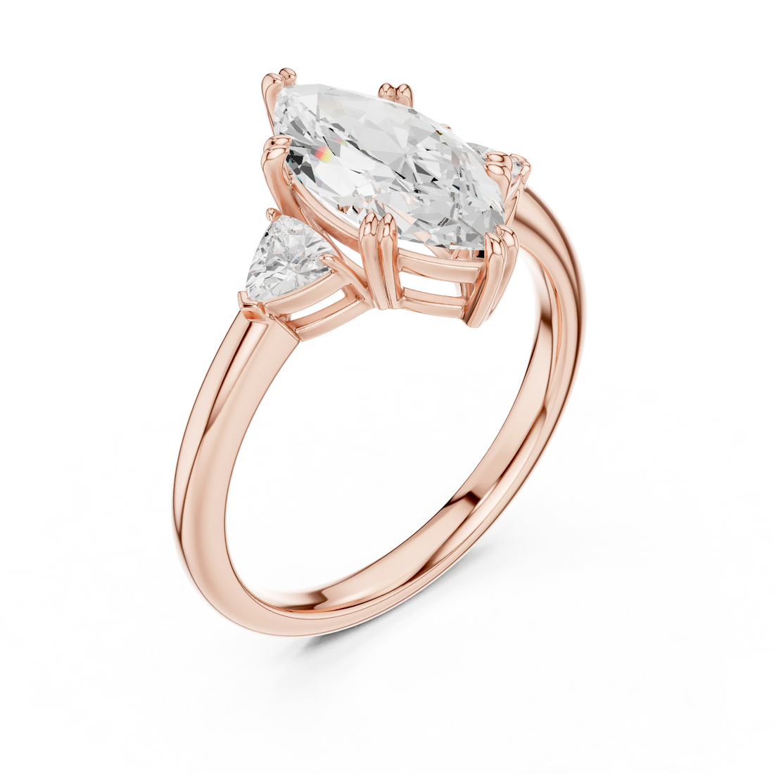 Trillion Side Diamond Marquise Shape Engagement Ring