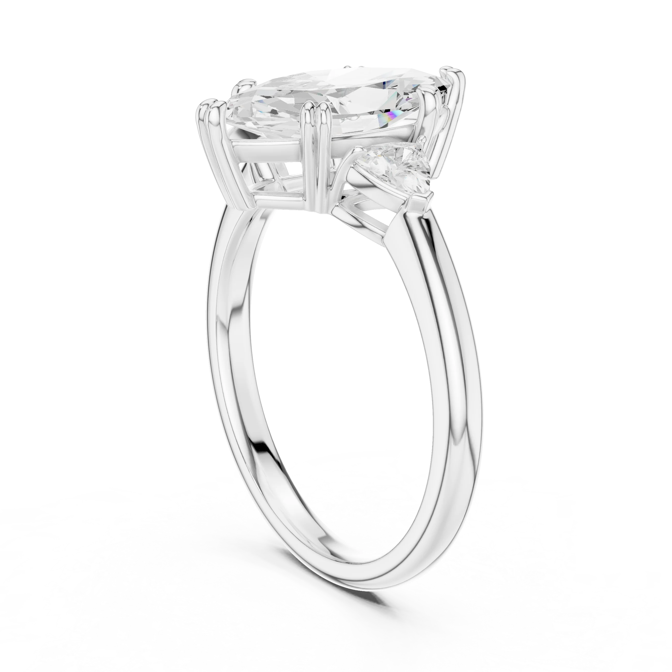 Trillion Side Diamond Marquise Shape Engagement Ring