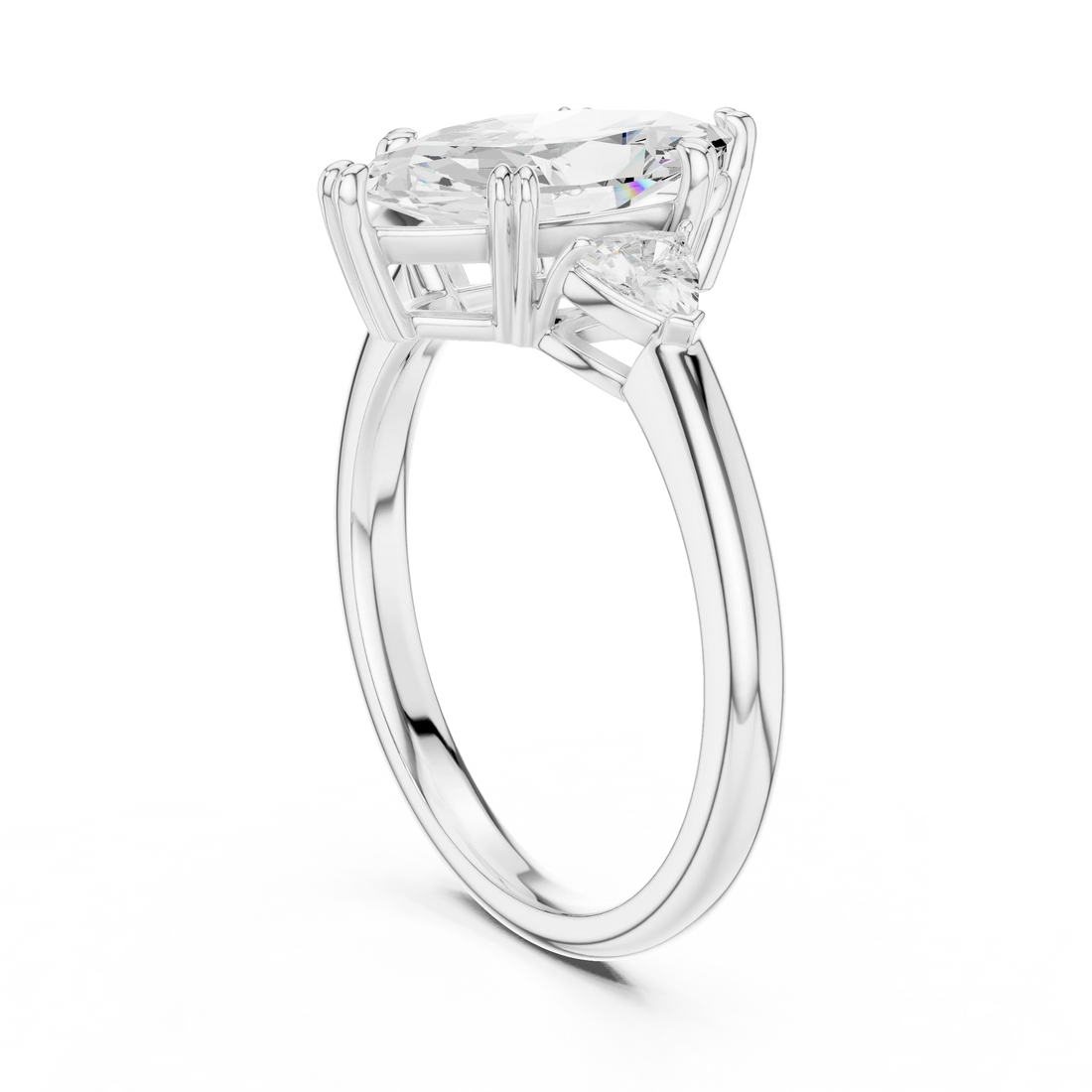 Trillion Side Diamond Marquise Shape Engagement Ring