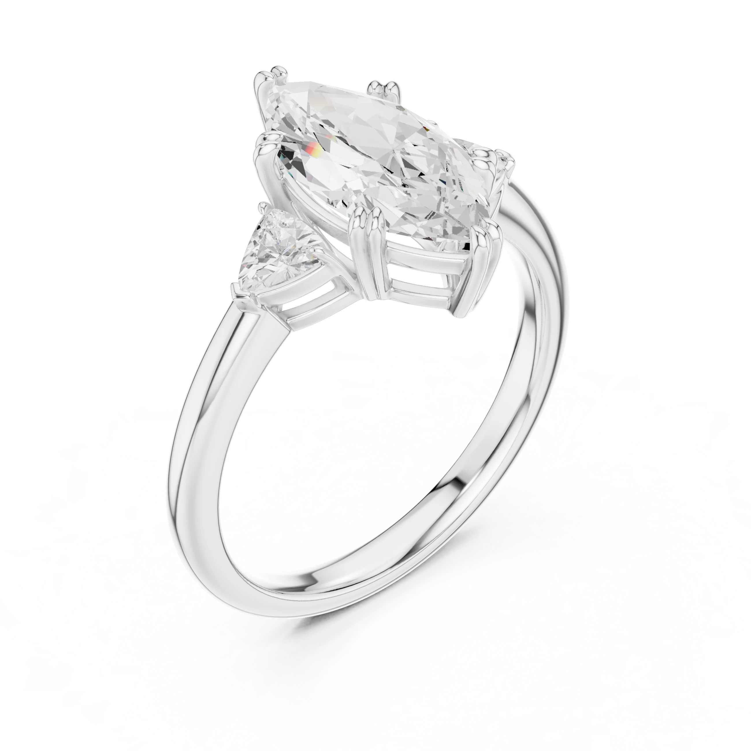 Trillion Side Diamond Marquise Shape Engagement Ring