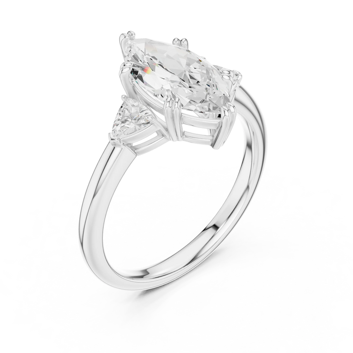 Trillion Side Diamond Marquise Shape Engagement Ring