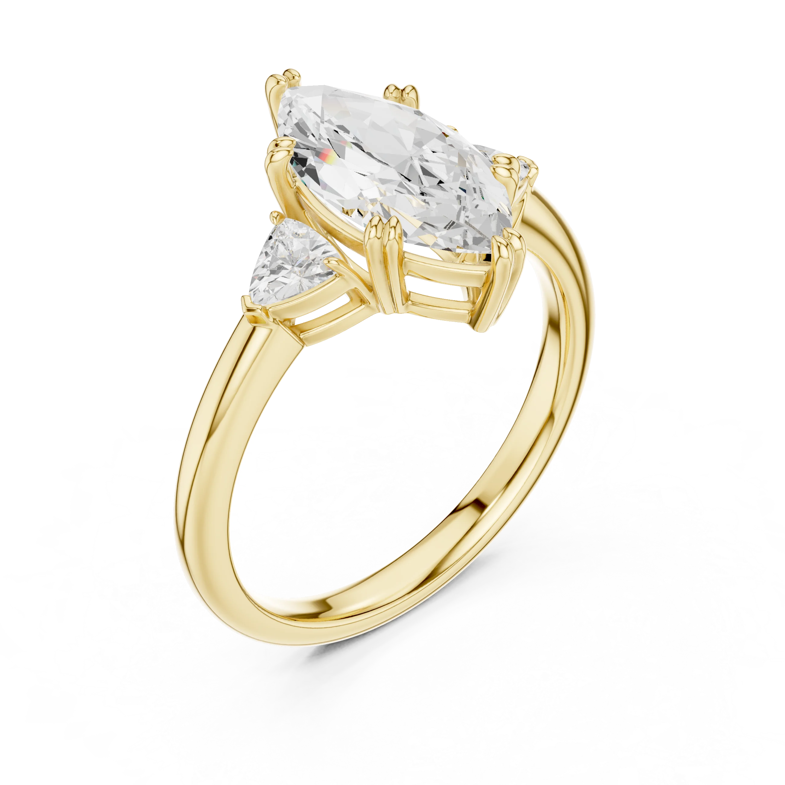 Trillion Side Diamond Marquise Shape Engagement Ring