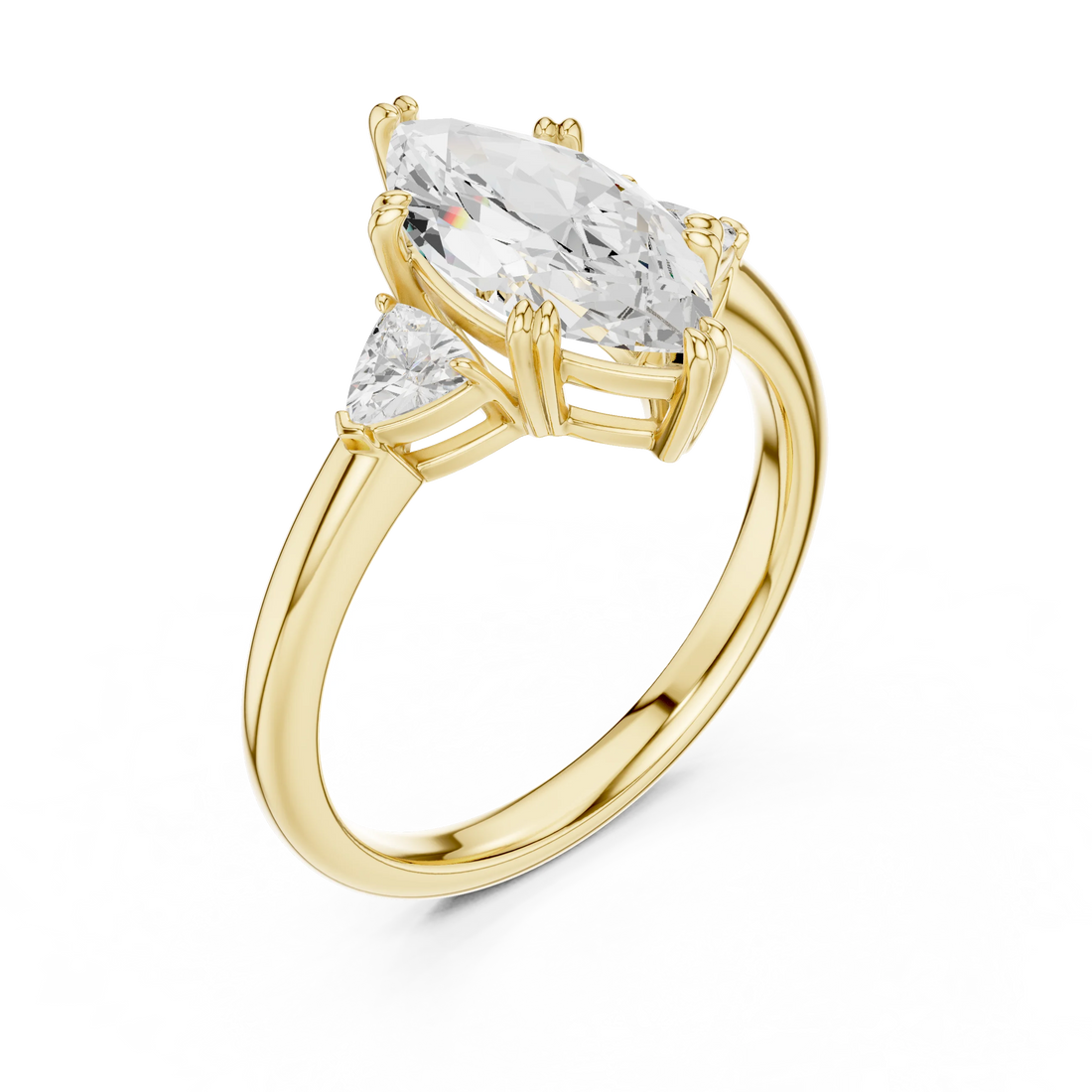Trillion Side Diamond Marquise Shape Engagement Ring