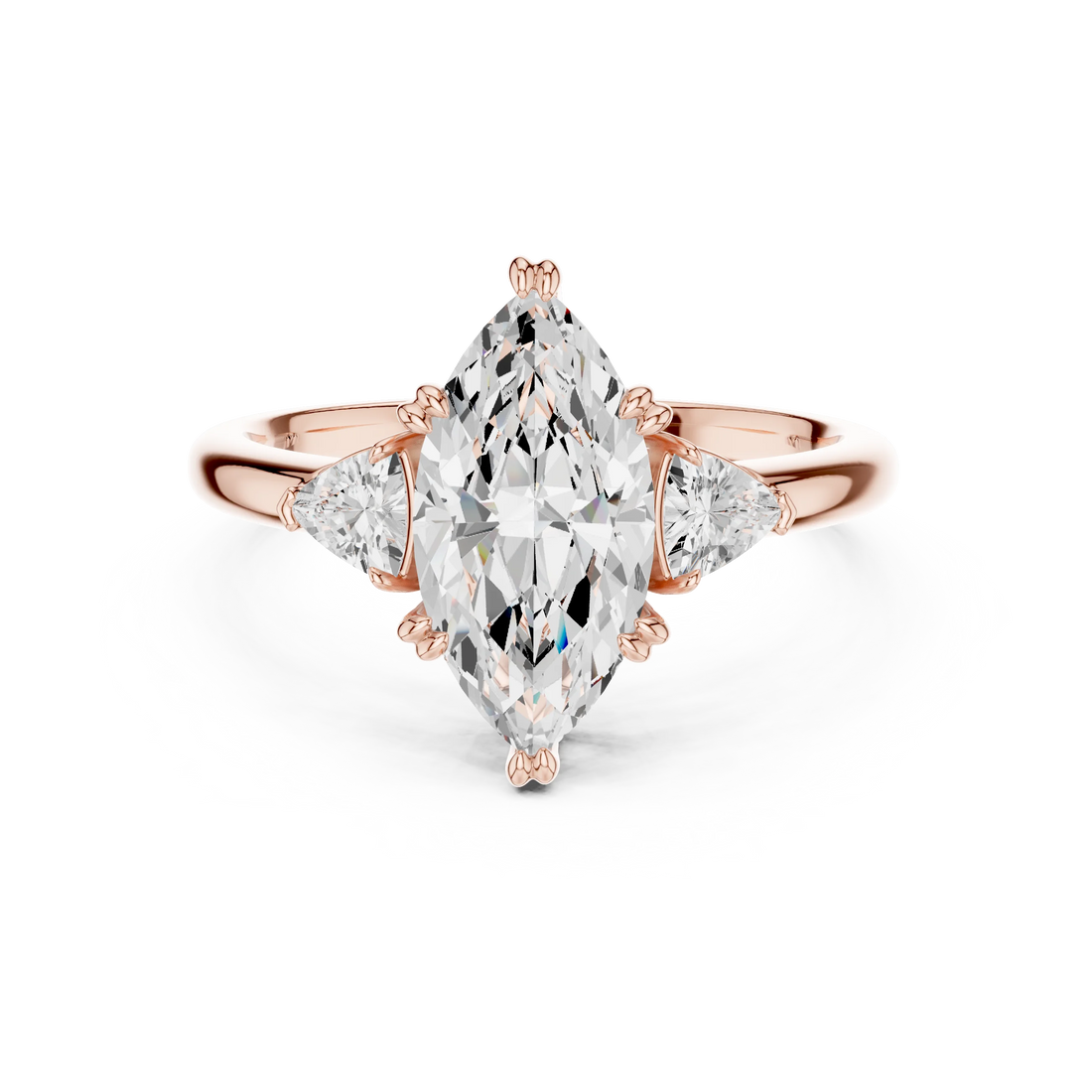 Trillion Side Diamond Marquise Shape Engagement Ring